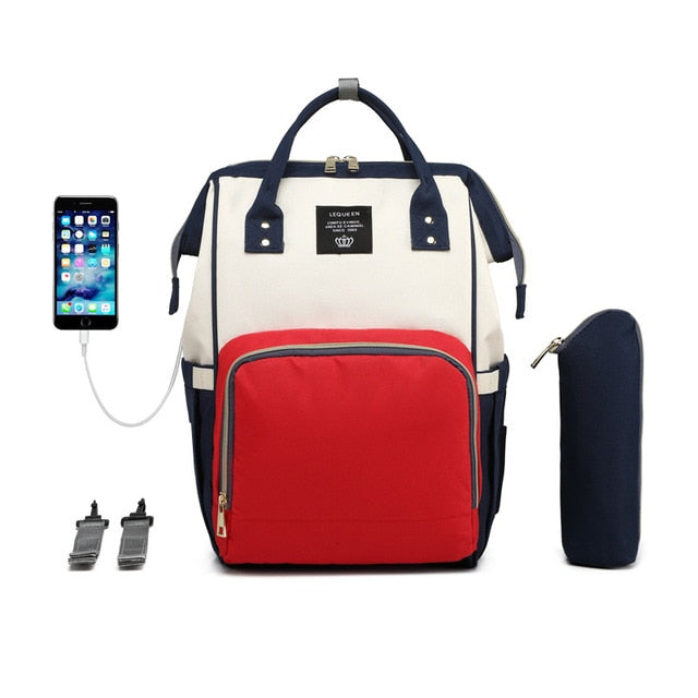 LEQUEEN USB Maternity Waterproof Diaper Bag USB Charging Large Mummy Nursing Backpacks Nappy Bag Brand Large Capacity Bag
