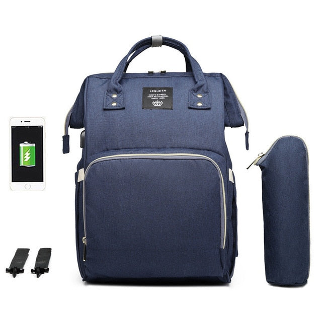 LEQUEEN USB Maternity Waterproof Diaper Bag USB Charging Large Mummy Nursing Backpacks Nappy Bag Brand Large Capacity Bag
