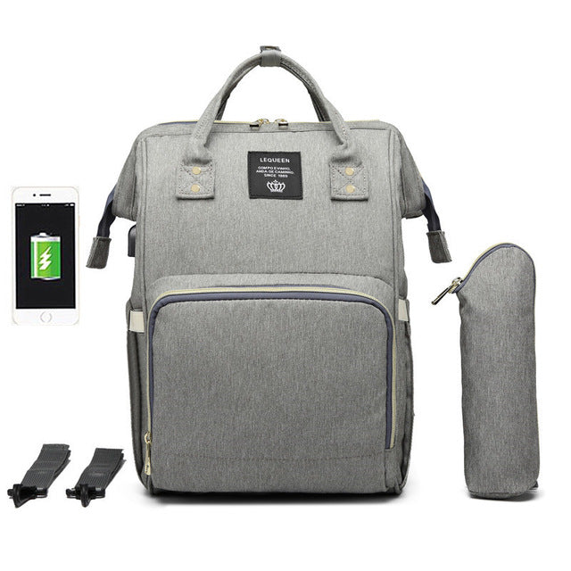 LEQUEEN USB Maternity Waterproof Diaper Bag USB Charging Large Mummy Nursing Backpacks Nappy Bag Brand Large Capacity Bag