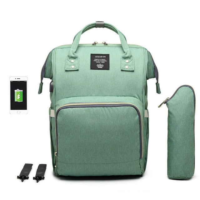 LEQUEEN USB Maternity Waterproof Diaper Bag USB Charging Large Mummy Nursing Backpacks Nappy Bag Brand Large Capacity Bag
