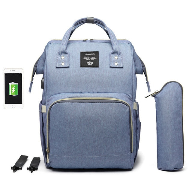 LEQUEEN USB Maternity Waterproof Diaper Bag USB Charging Large Mummy Nursing Backpacks Nappy Bag Brand Large Capacity Bag