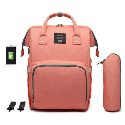 LEQUEEN USB Maternity Waterproof Diaper Bag USB Charging Large Mummy Nursing Backpacks Nappy Bag Brand Large Capacity Bag